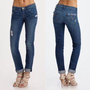 Hudson Bacara Crop Straight Distressed Cuffed Jeans